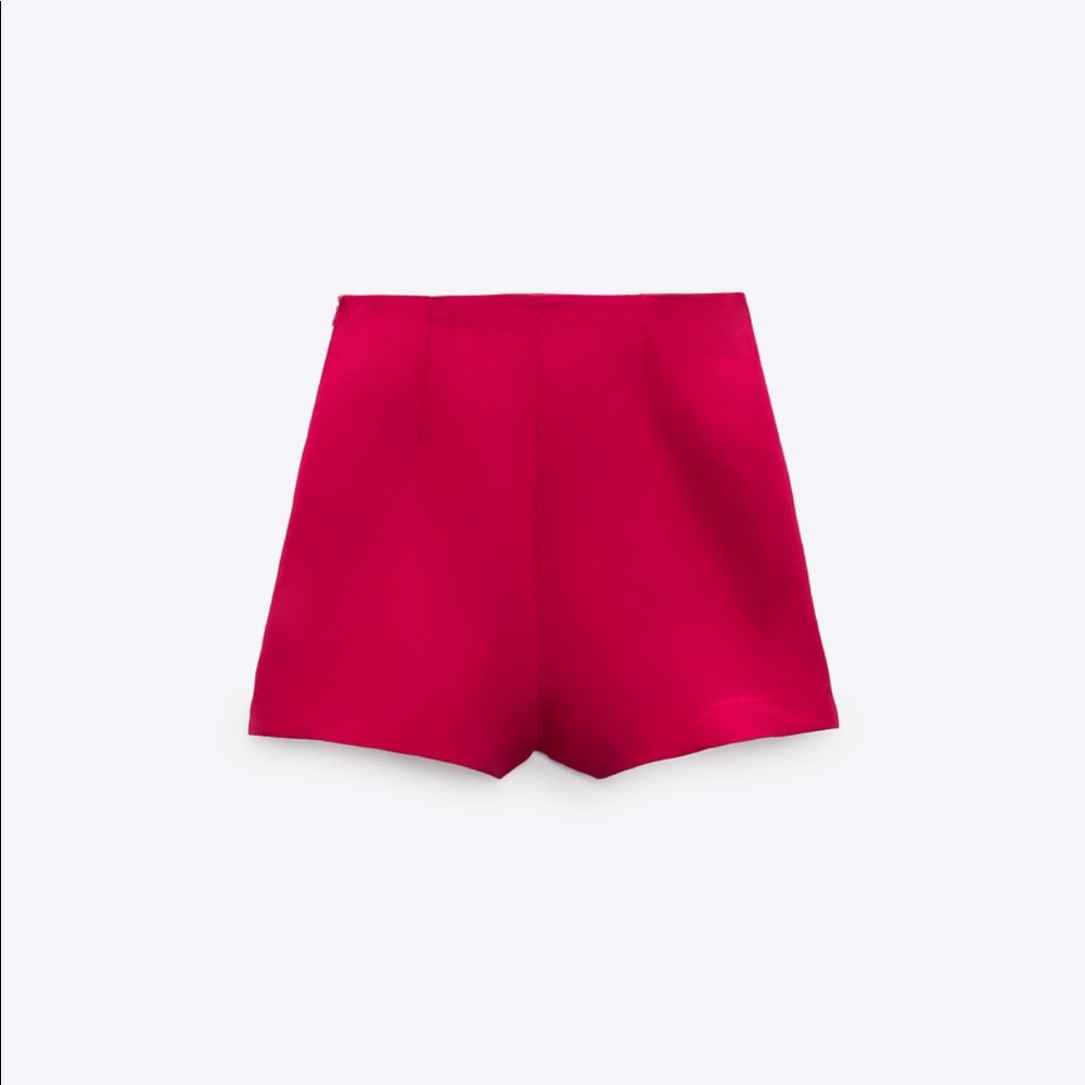 Zara SATIN EFFECT High-waist Wrap Skort Pink S New - Picture 9 of 10